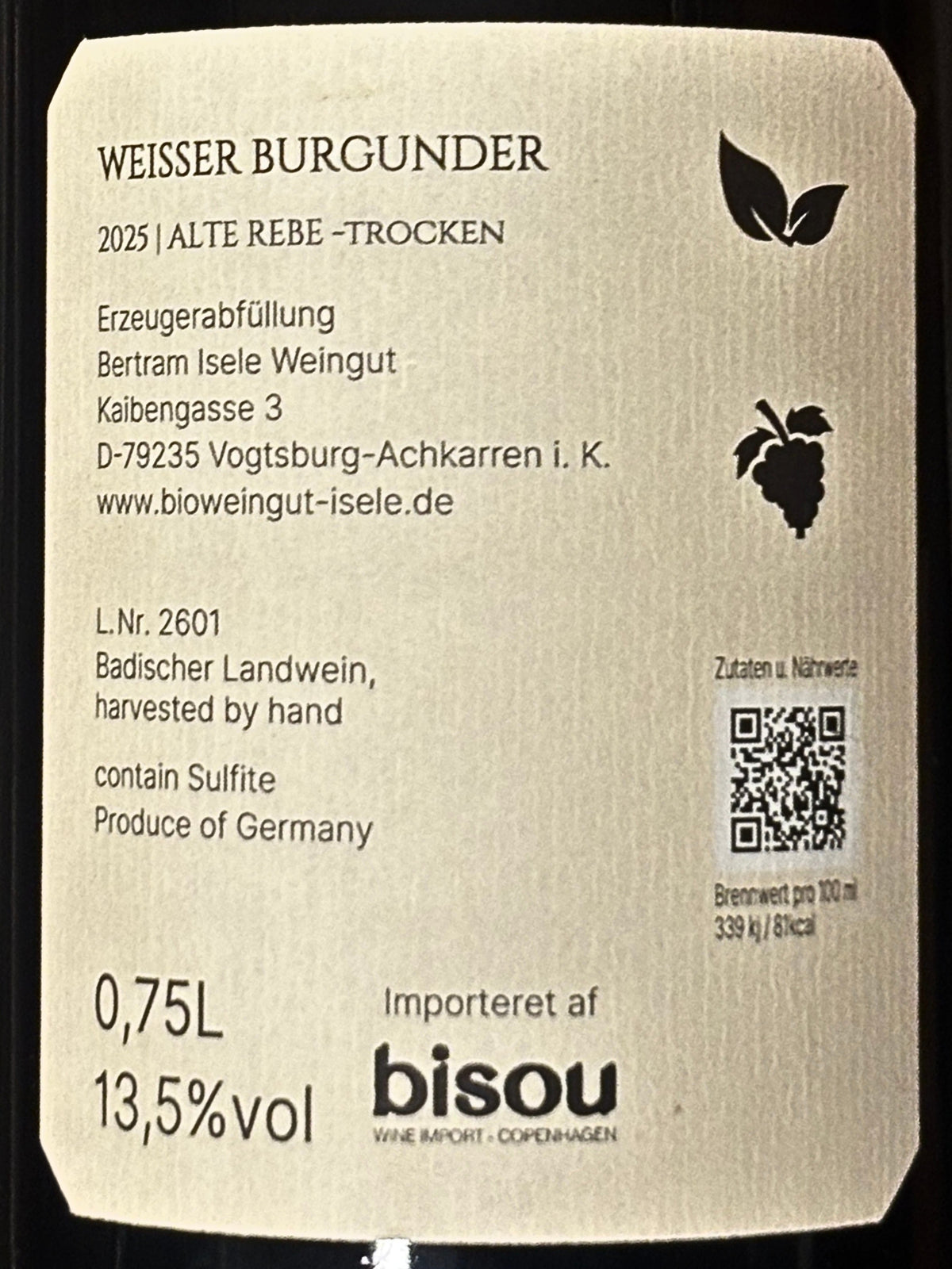"WeisserBurgunder" - Alte Rebe 2025